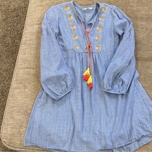 Elegant Blue Embroidered Midi Dress